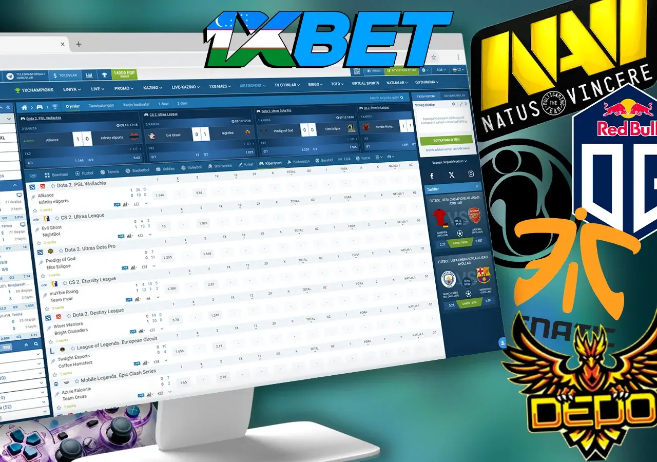 1xBet-da eSport voqealari bo'limi bilan kuzatib boring